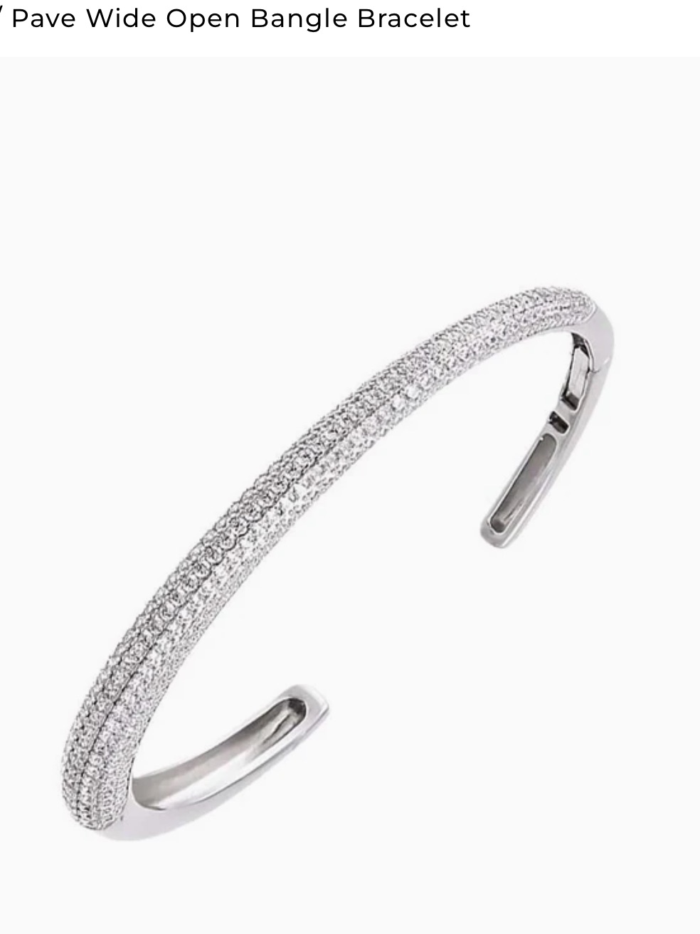 Adina Eden Silver Pave Wide Open Cuff Bracelet New In Box